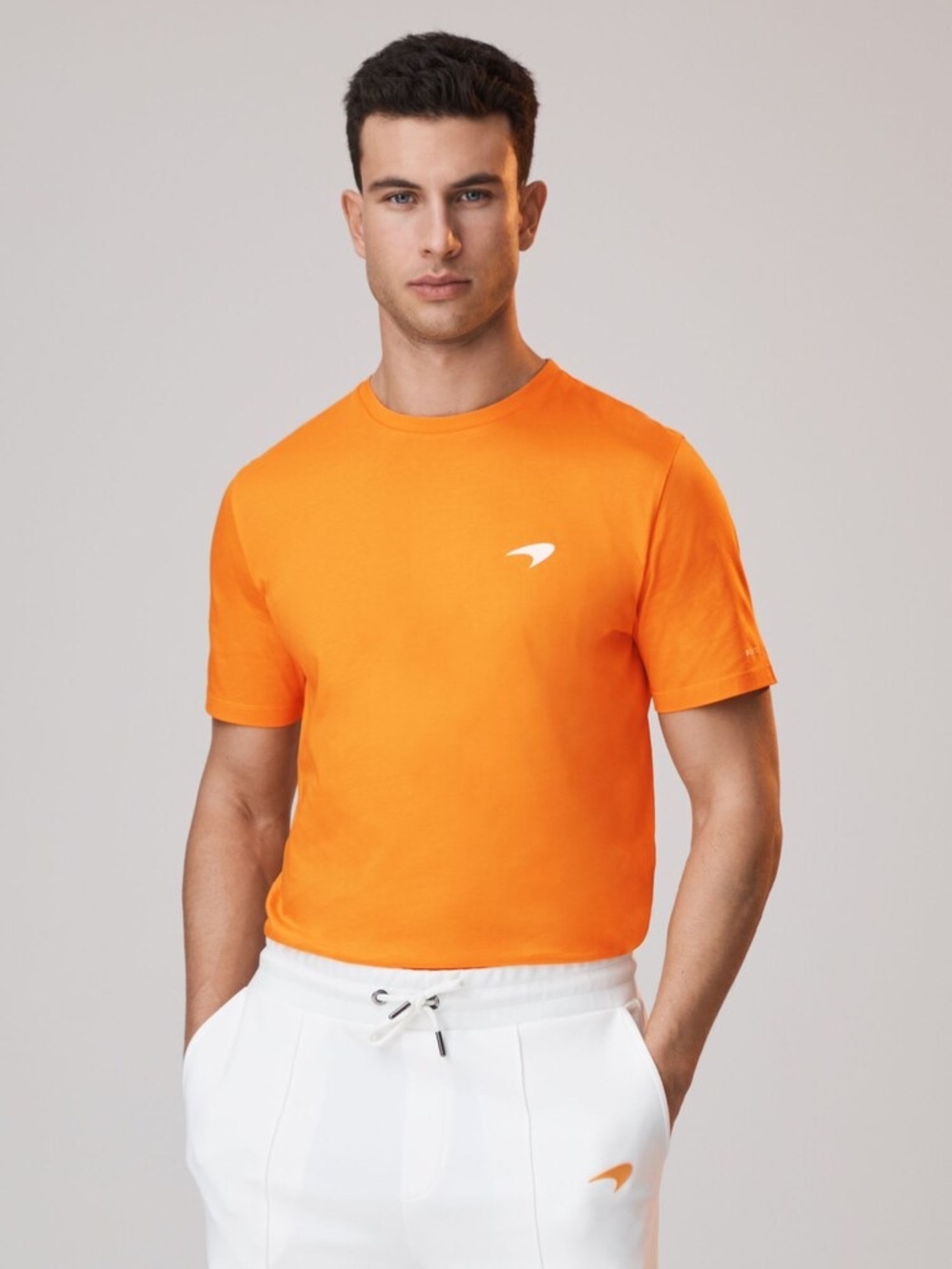 REISS McLaren F1 Mercerised Cotton Crew Neck T-Shirt in Papaya